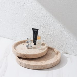 Natural Travertine Round & Oval Tray