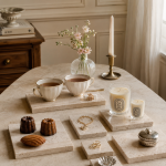 Vintage Natural Travertine Serving Tray