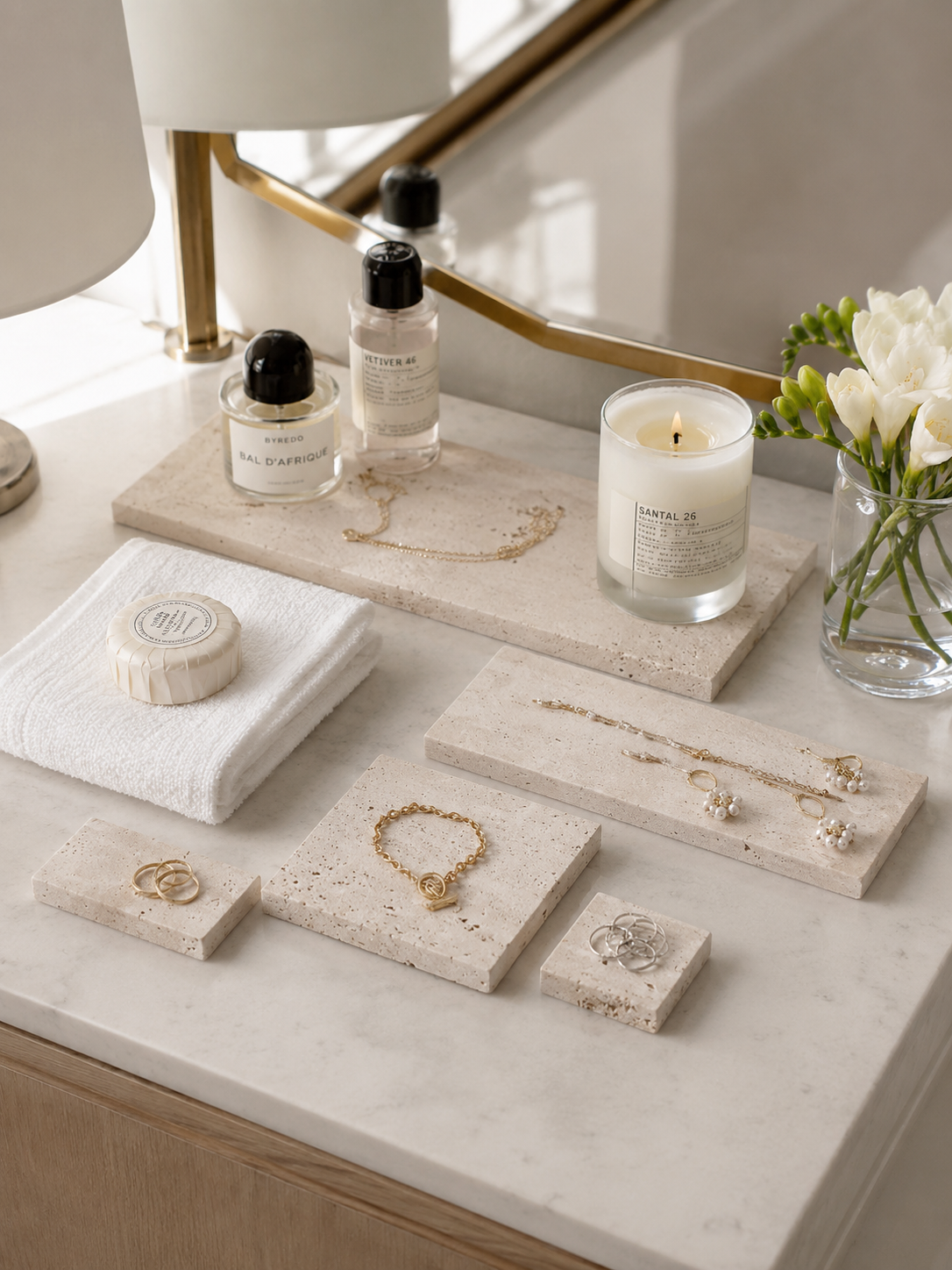Vintage Natural Travertine Serving Tray - Image 4