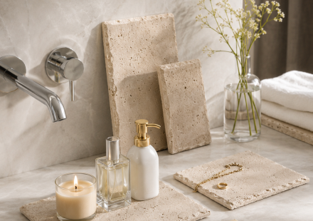 Wabi-Sabi Travertine Display Tray