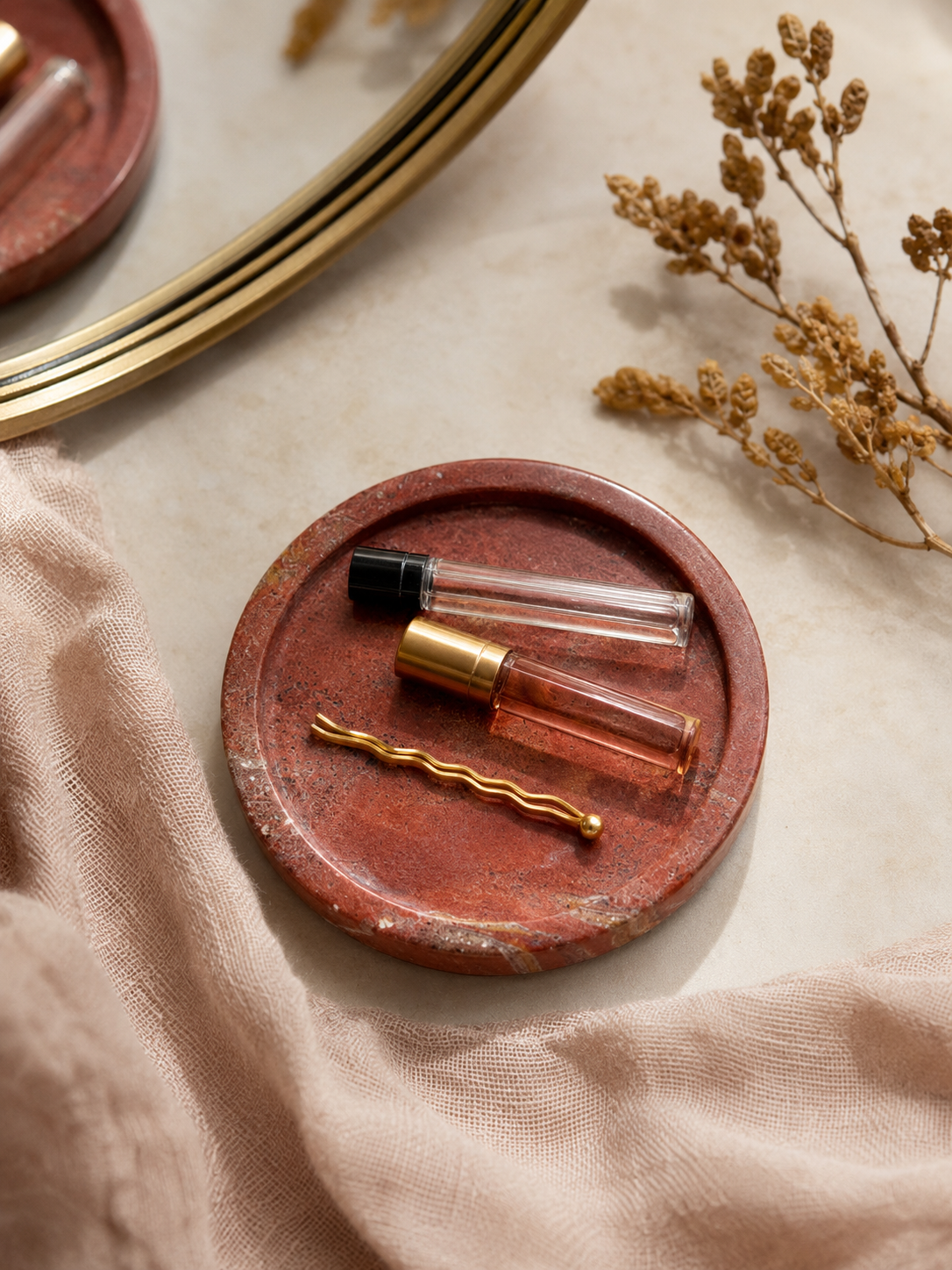 Natural Marble Round Catchall Tray