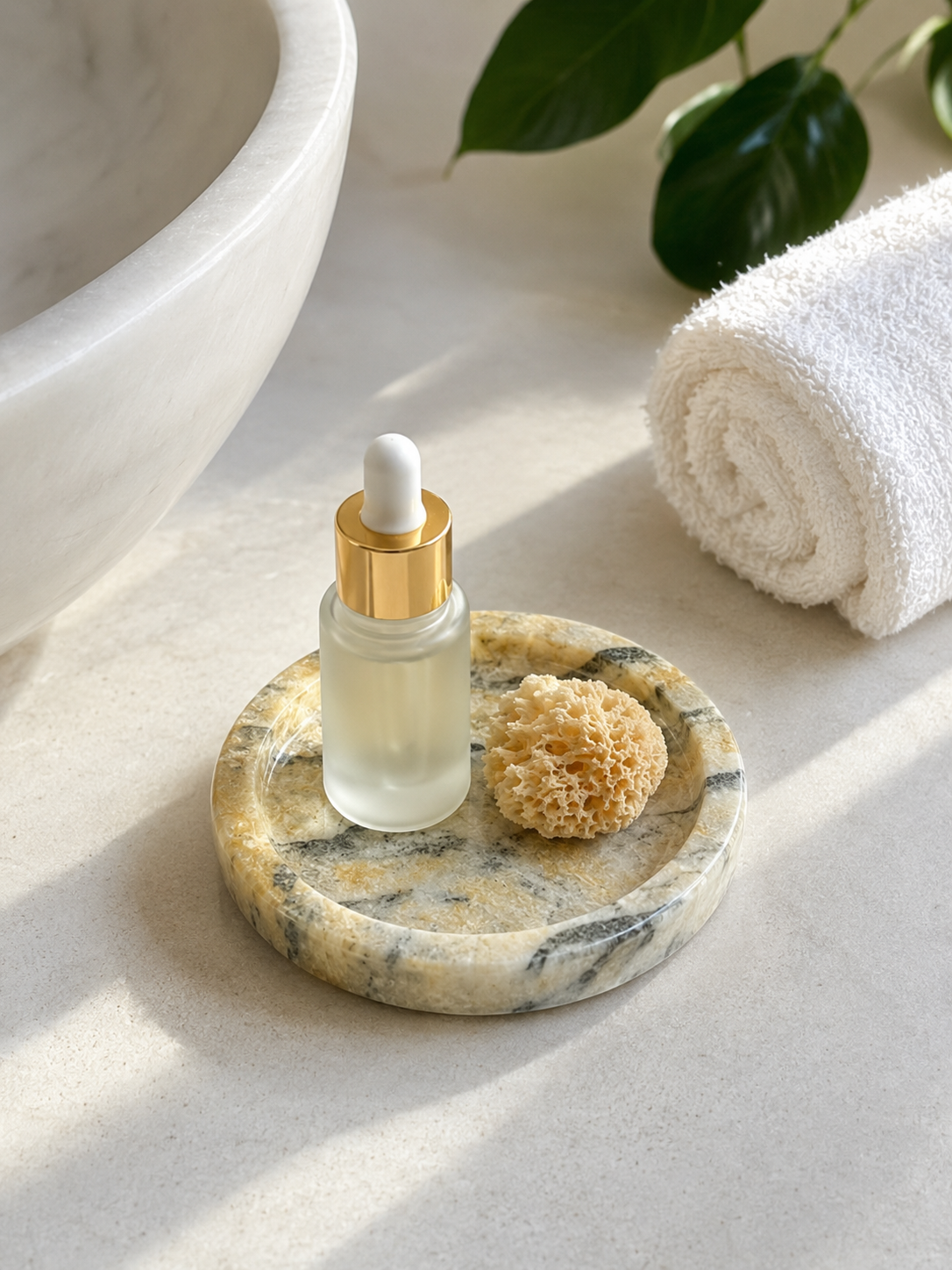 Natural Marble Round Catchall Tray
