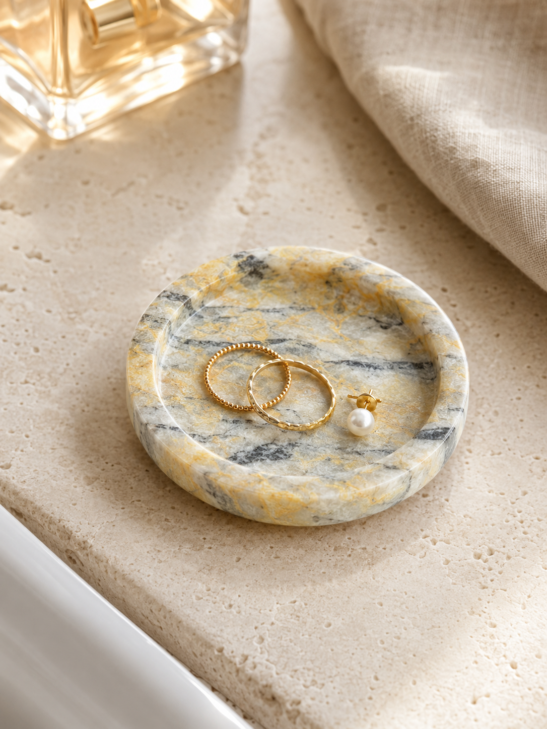 Natural Marble Round Catchall Tray