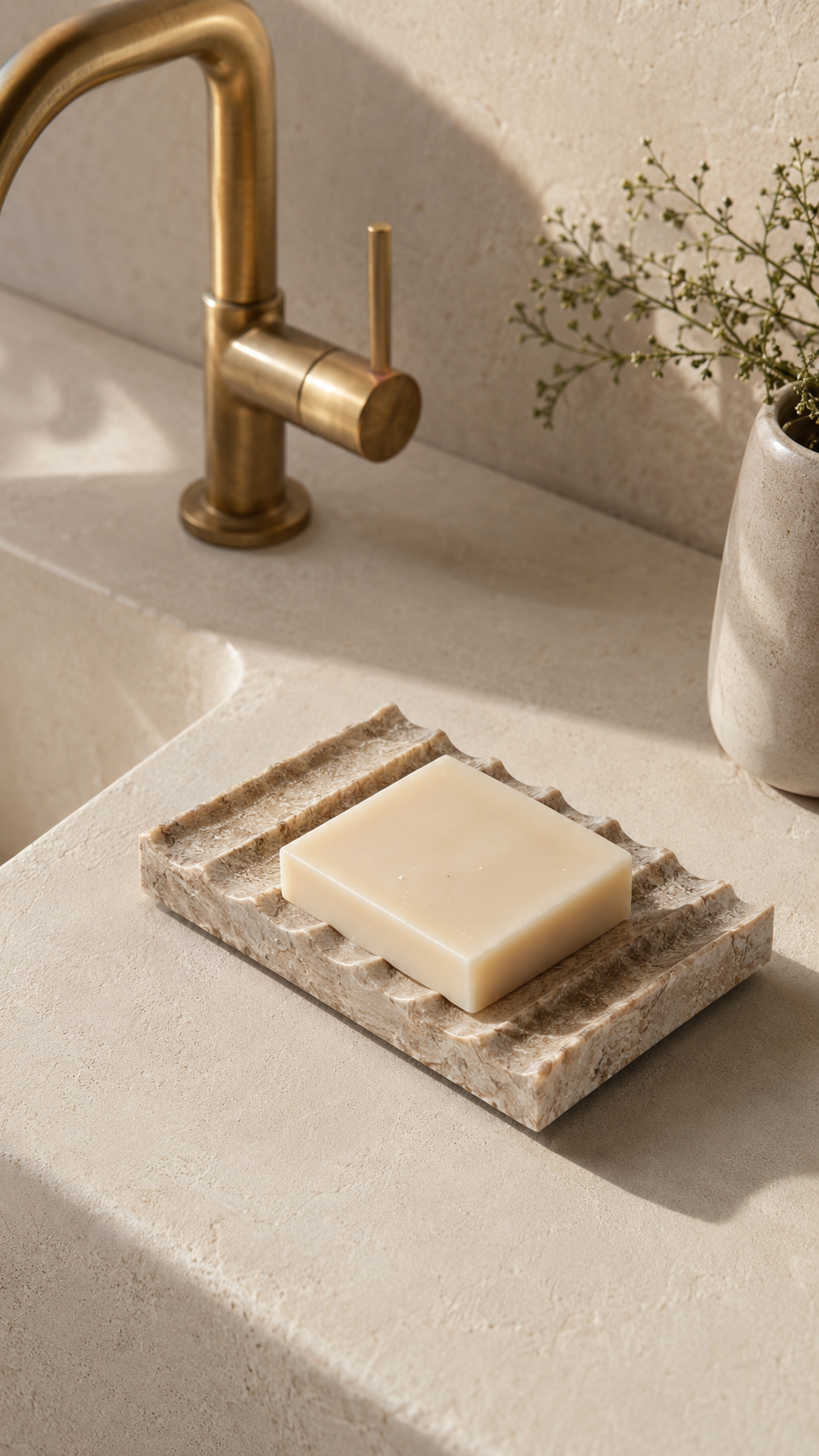 Natural Marble Soap Dish with Drainage