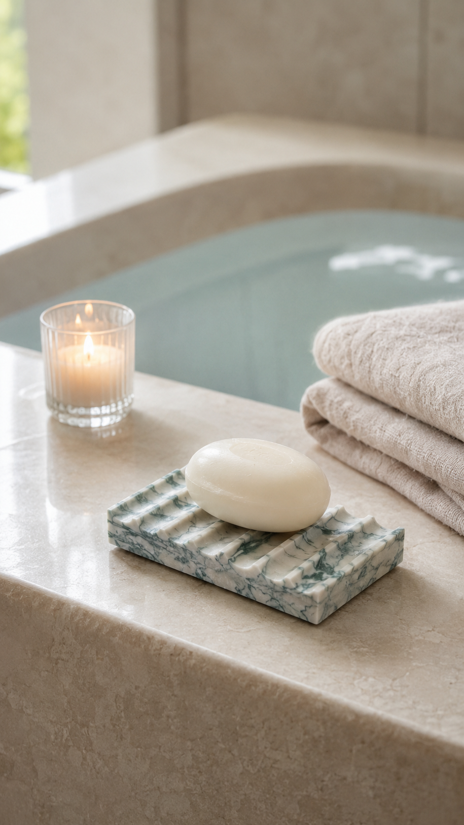 Natural Marble Soap Dish with Drainage - Image 8