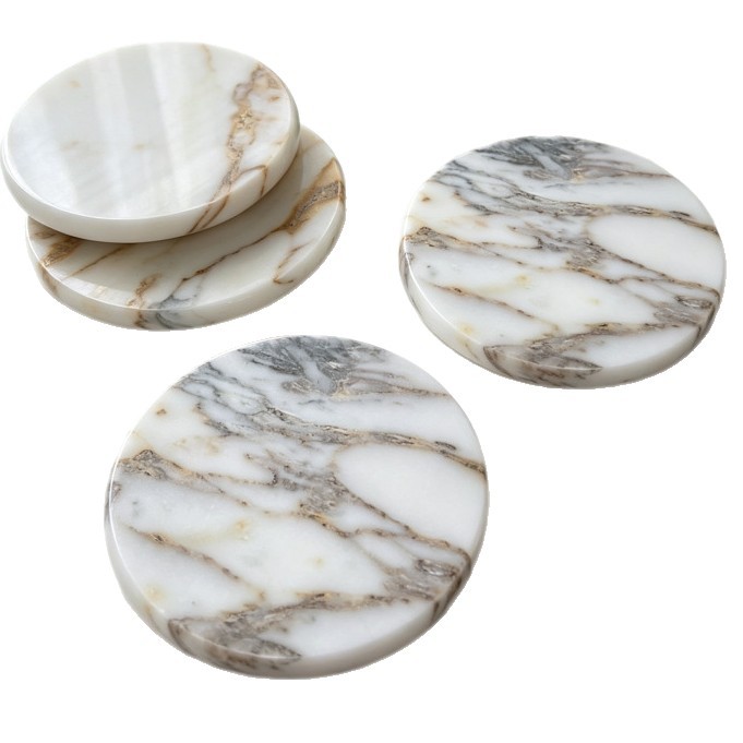 Bulgari Gold marble coaster thickness detail - 1cm profile