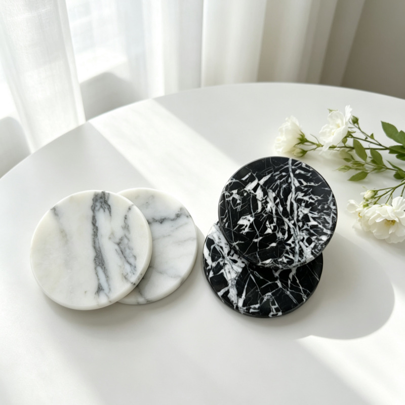 Lotus Green marble coaster - jade-toned natural stone