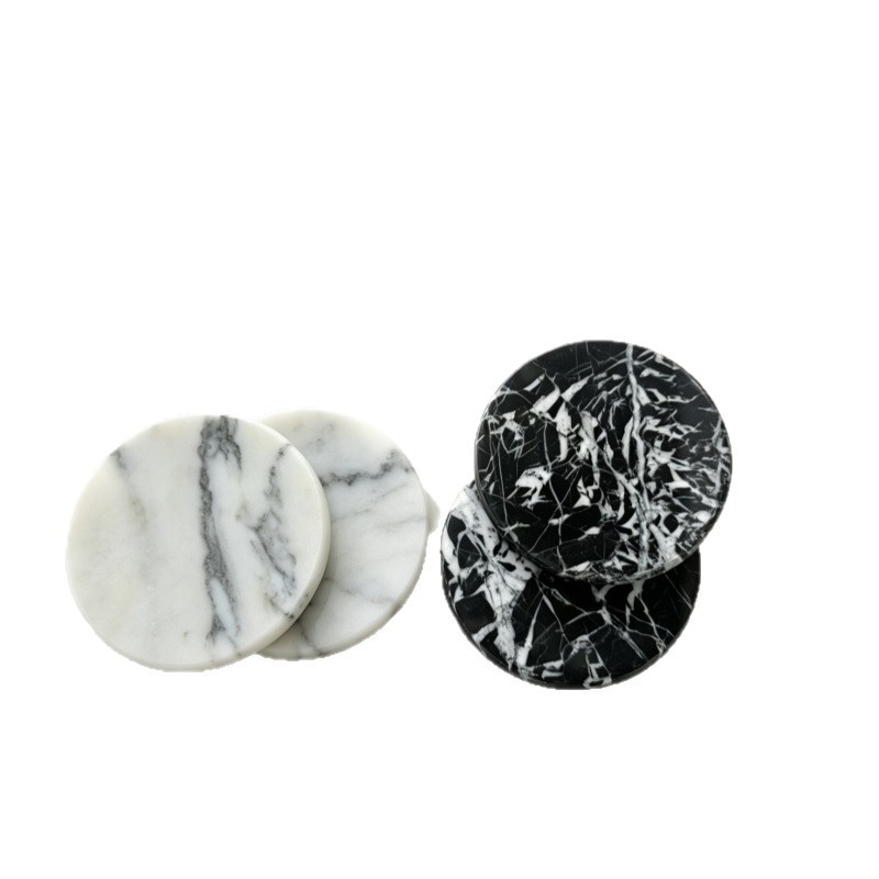 Wave Grey marble coaster with flowing strata pattern