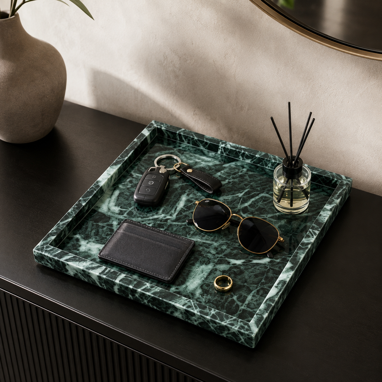 Prada Green Marble Tray 30x20x3cm | Luxe Vanity & Jewelry Organizer - Image 3