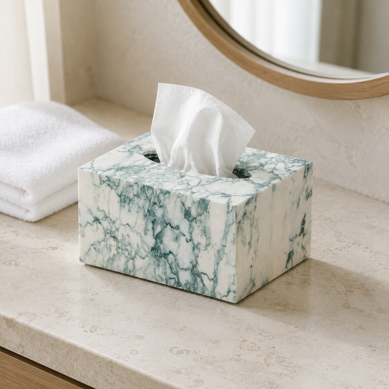 Marble Tissue Box Cover detail