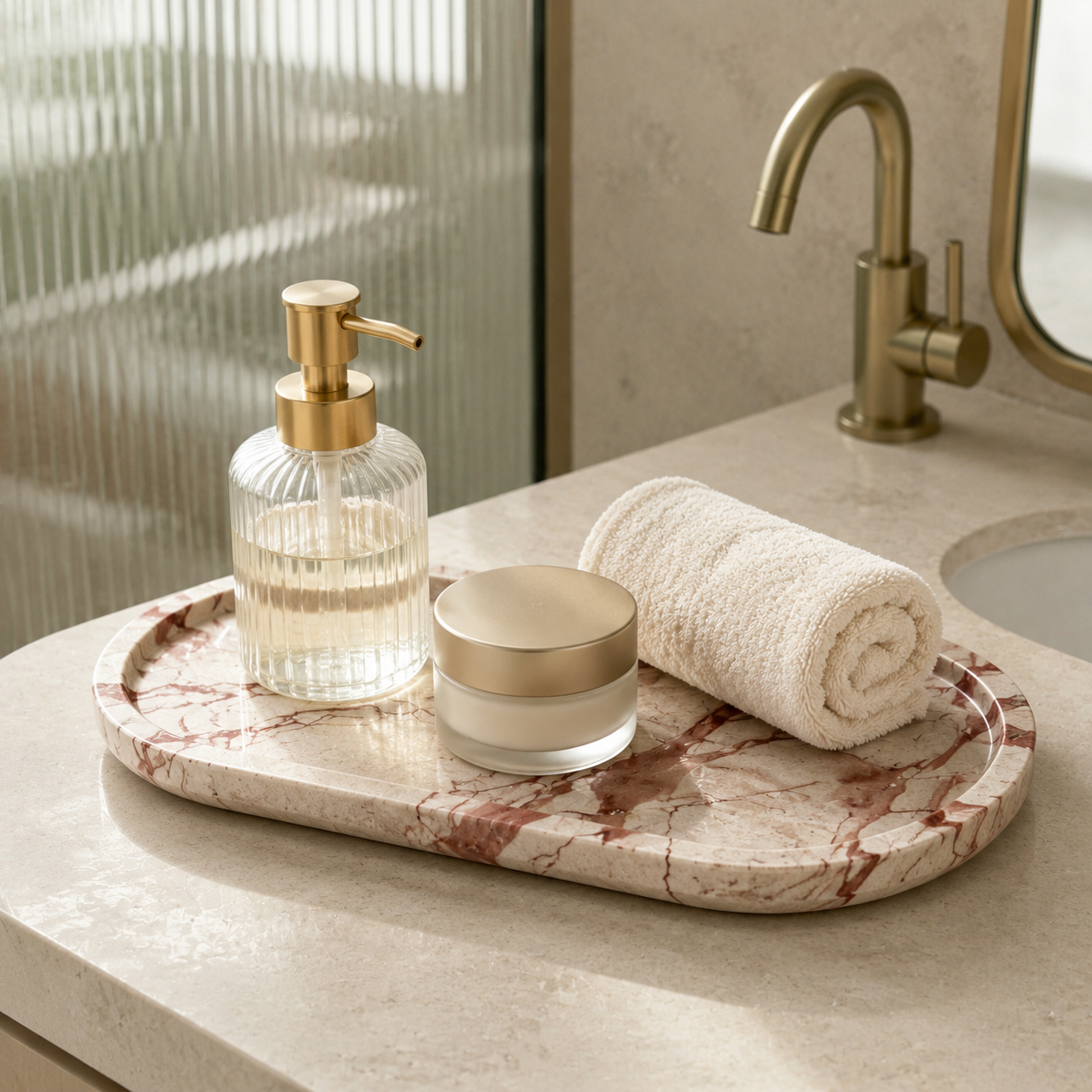 Bulgari Pink Oval Marble Tray detail