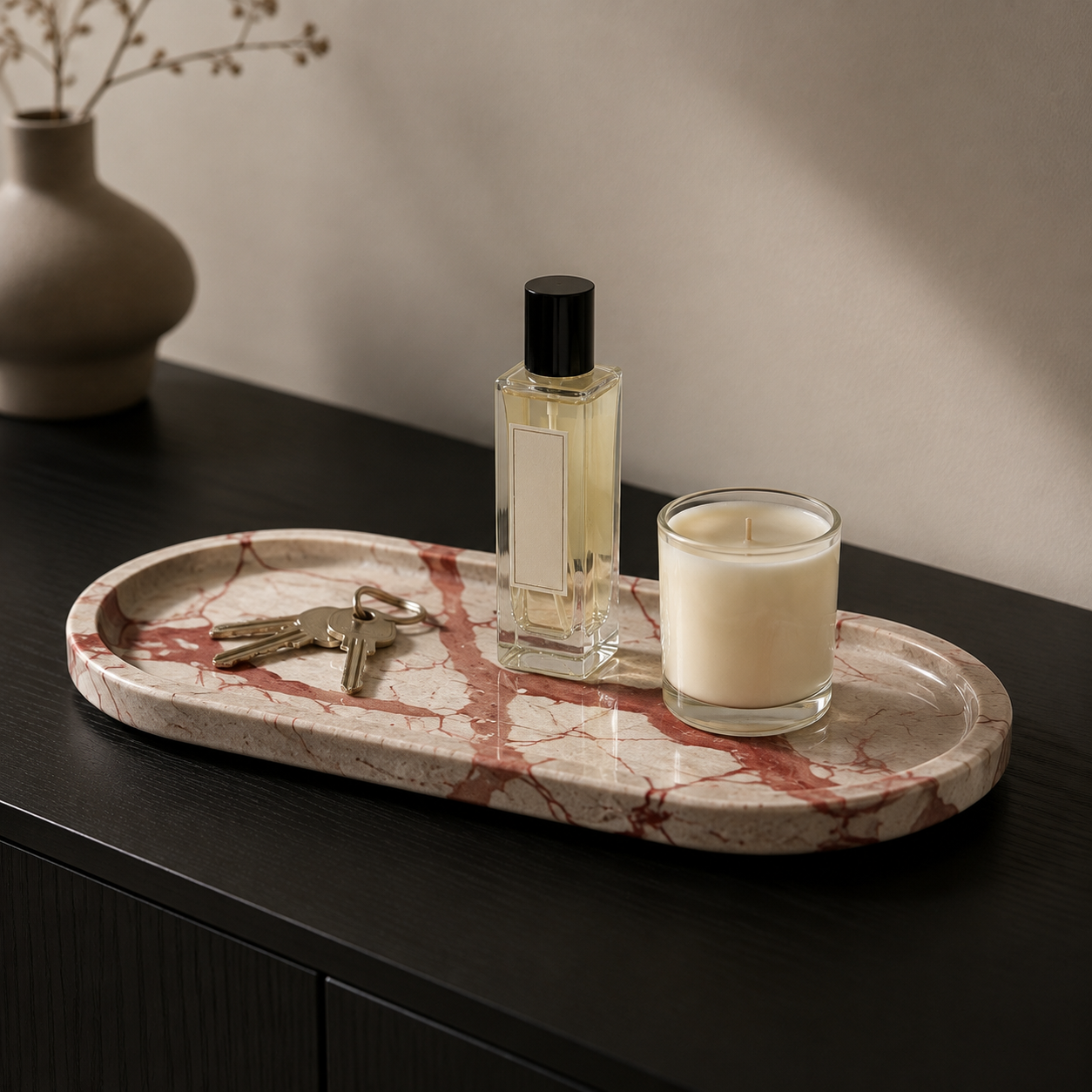 Bulgari Pink Oval Marble Tray detail