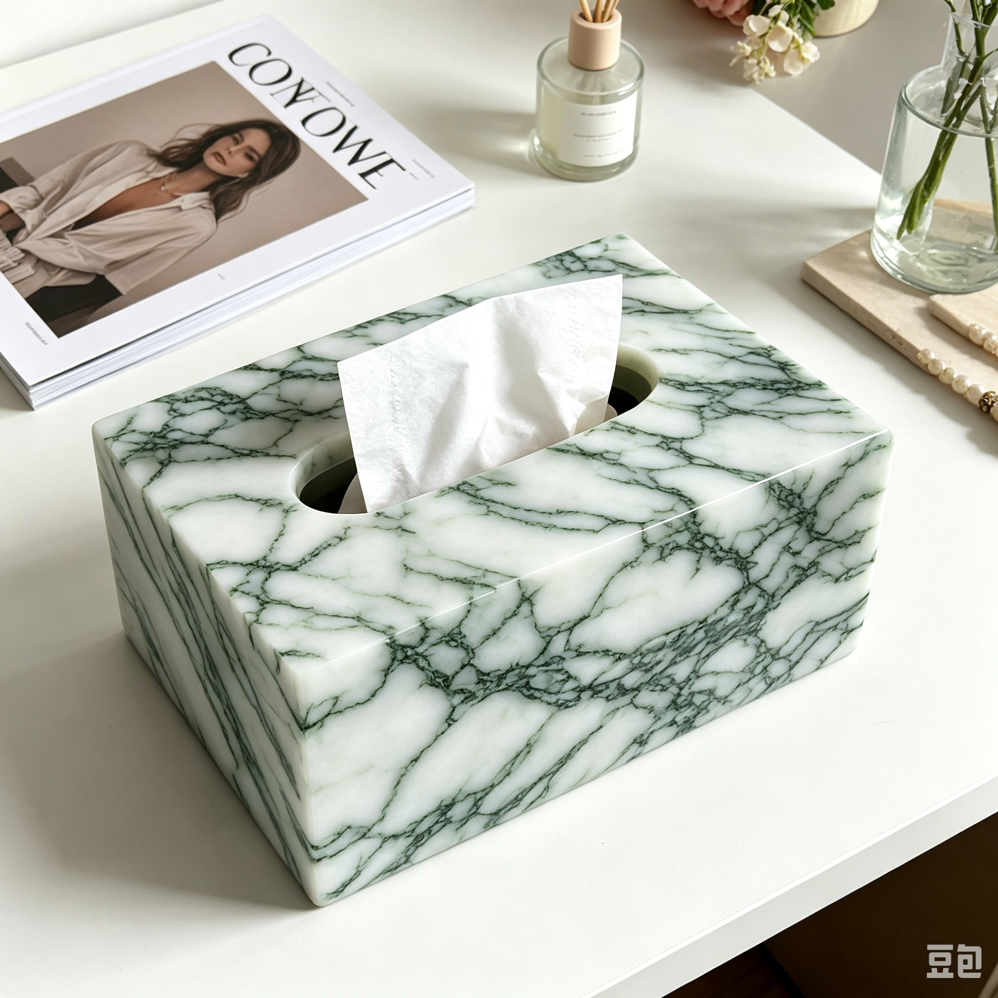 Lotus Green marble collection of four pieces