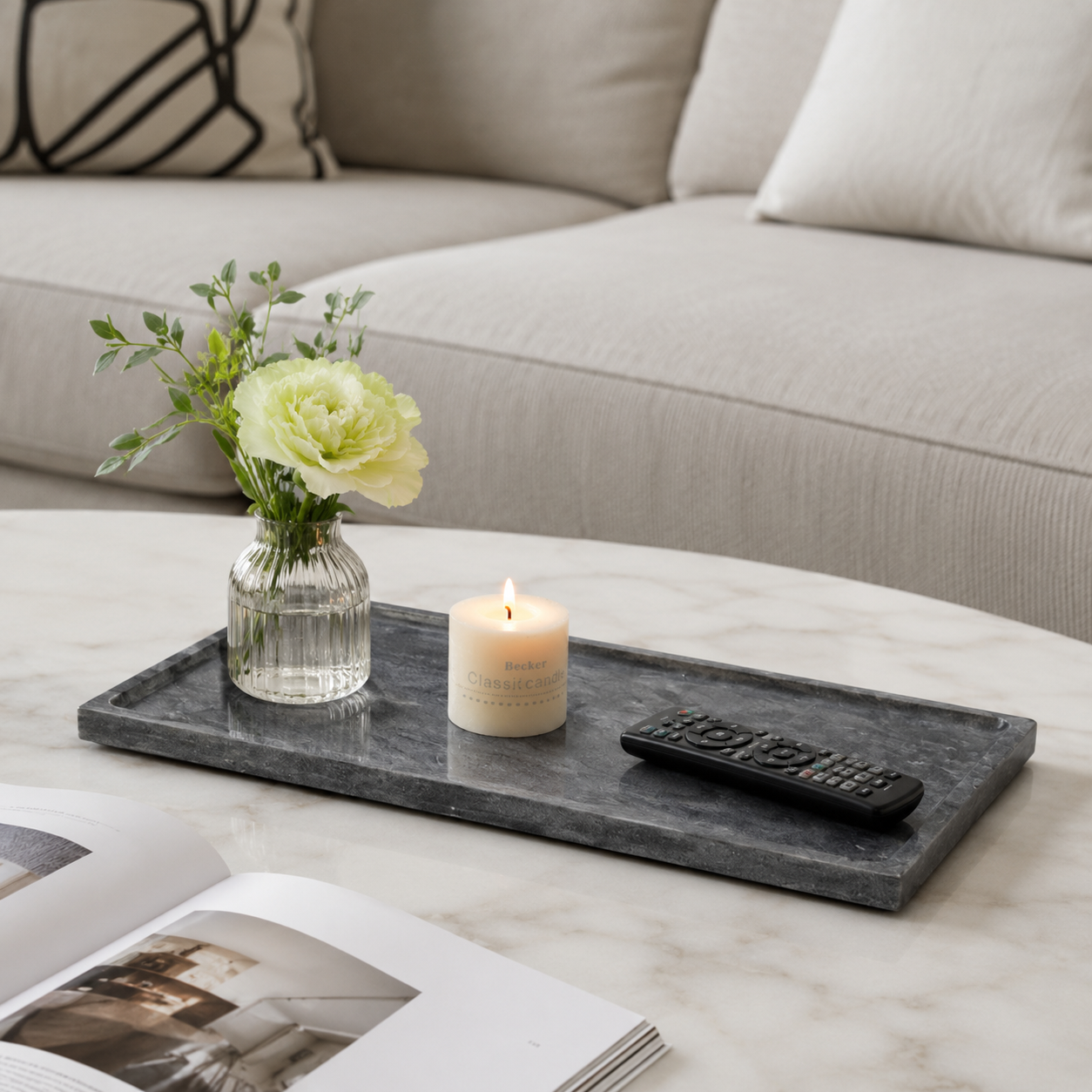 Hotel-Style Marble Vanity Tray 30x20x3cm — 4 Stones for Bath & Washstand - Image 4