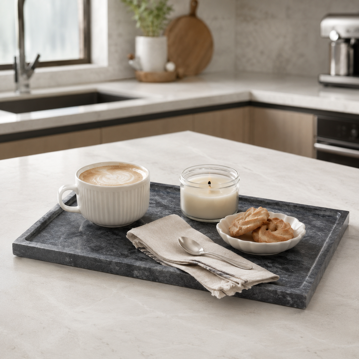 Hotel-Style Marble Vanity Tray 30x20x3cm — 4 Stones for Bath & Washstand - Image 8