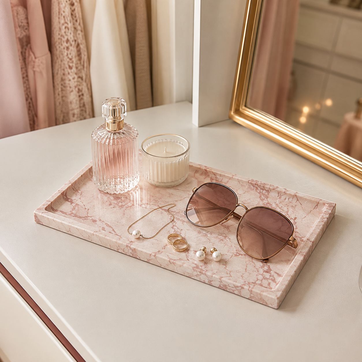 Hotel-Style Marble Vanity Tray 30x20x3cm — 4 Stones for Bath & Washstand - Image 10