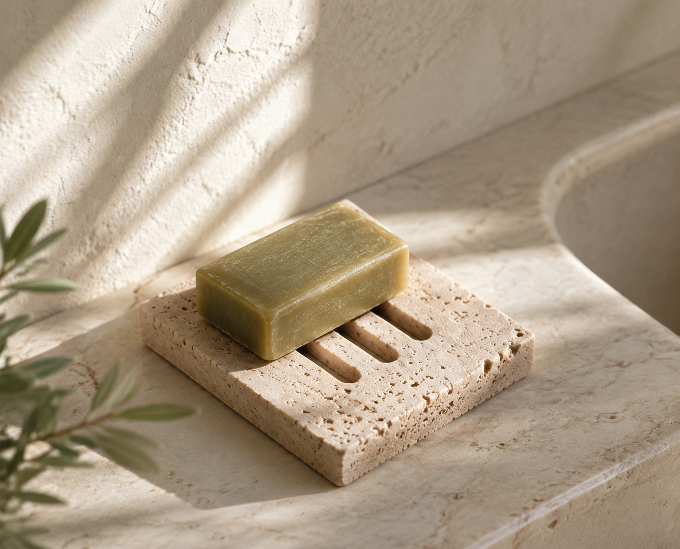 Wabi-Sabi Natural Marble Soap Dish with Drainage Holes - Image 4