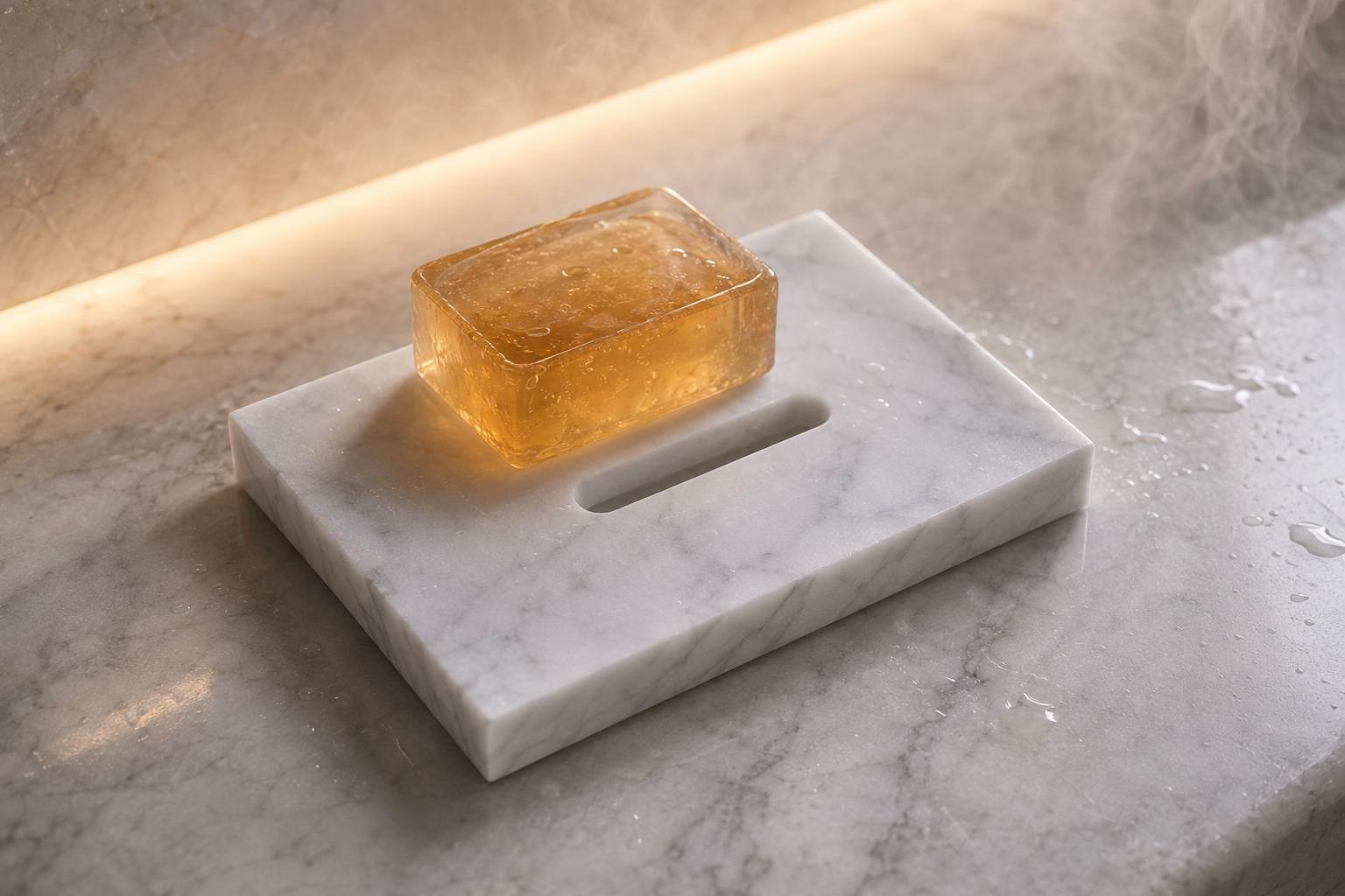 Wabi-Sabi Natural Marble Soap Dish with Drainage Holes - Image 9