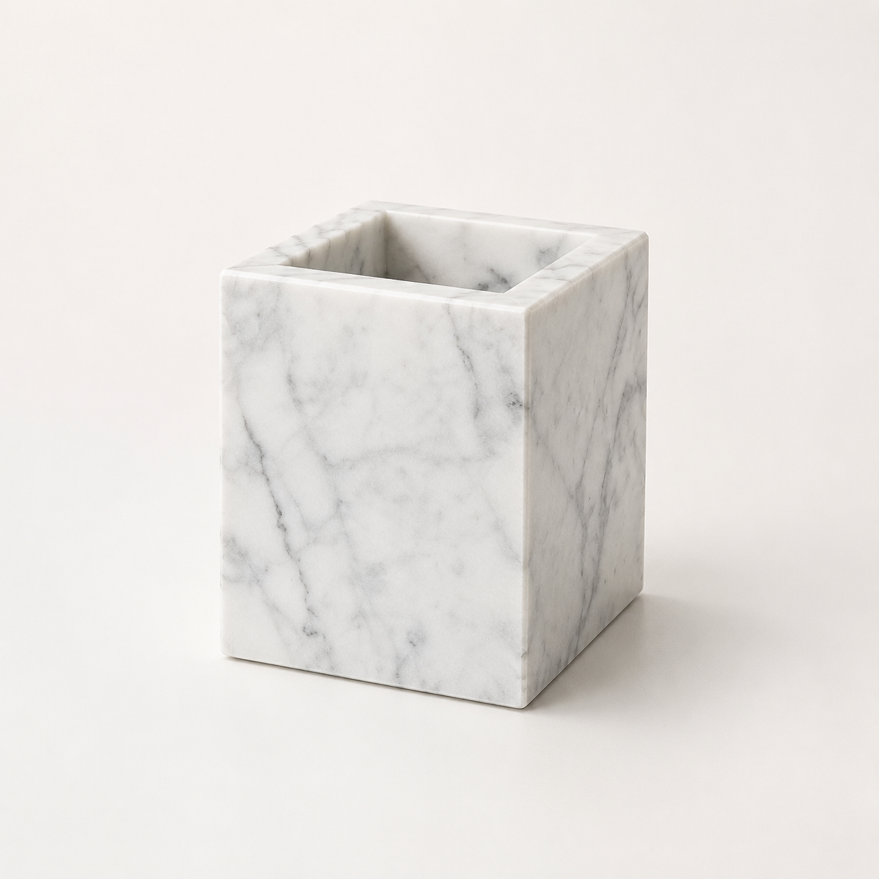 Natural Marble Square Pen Holder