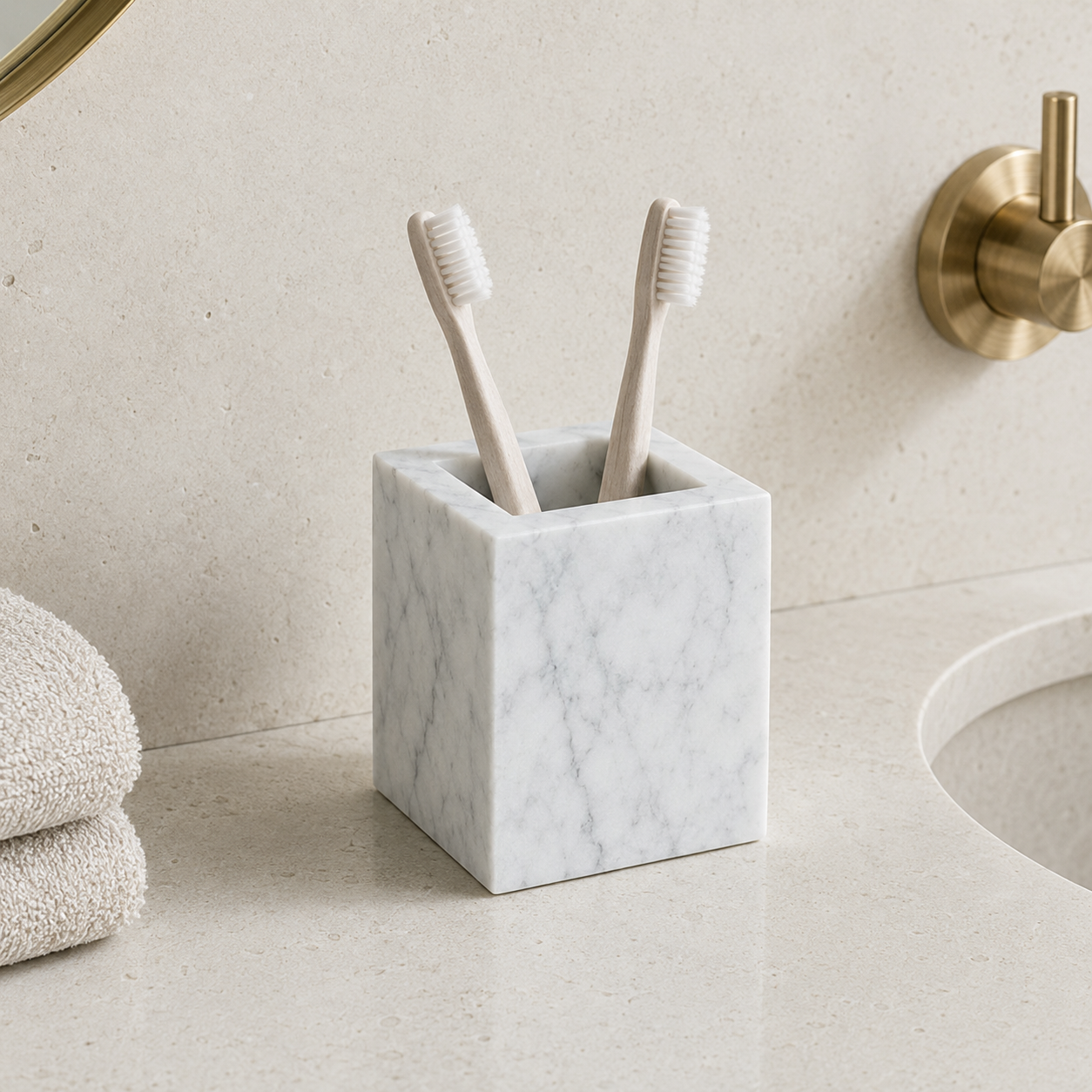 Natural Marble Square Pen Holder - Image 4