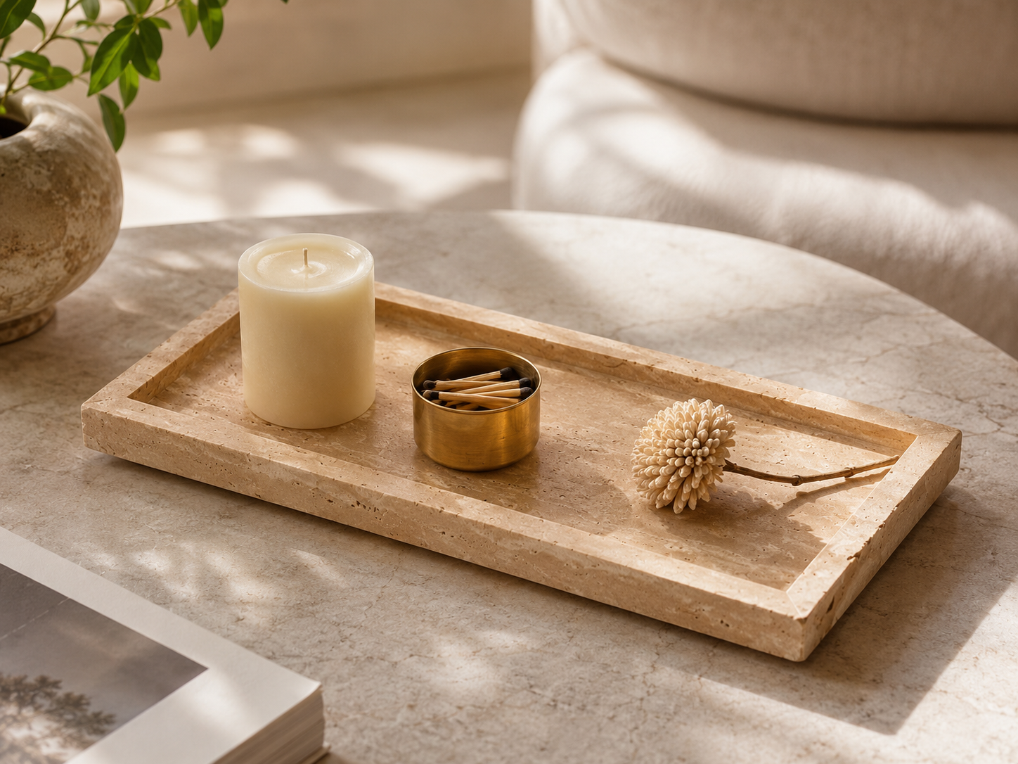 Natural Marble Vanity Tray 25×12cm — Stone Catchall for Jewelry, Bath & Entryway Decor - Image 7