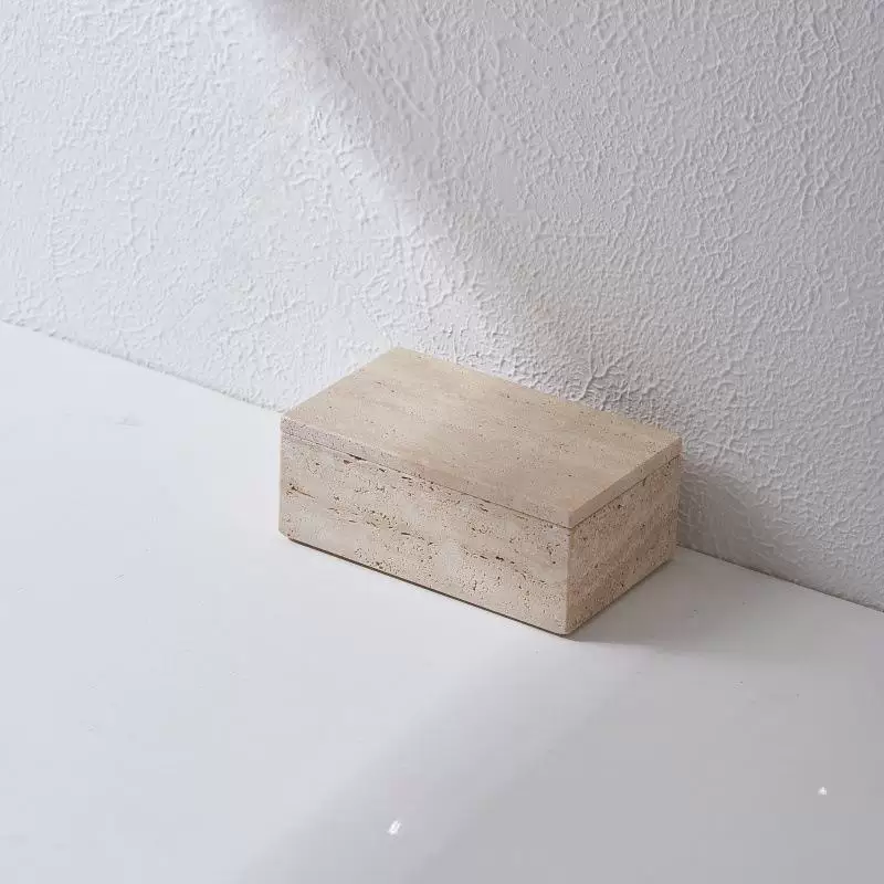 Natural Travertine Jewelry Box with Lid – Square & Rectangular Display Tray - Image 7